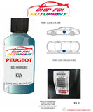 paint code location plate Peugeot 307 Bleu Amerindien KLY 1999-2005 Blue Touch Up Paint