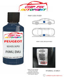 paint code location plate Peugeot 504 Bleu/Azul Calypso P0MU, EMU 1988-1994 Blue Touch Up Paint