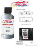 paint code location plate Peugeot 205 Cabrio Bleu Azure EMC 1986-1990 Blue Touch Up Paint