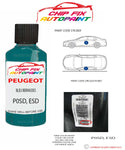 paint code location plate Peugeot 306 Bleu Bermudes P0SD, ESD 1993-1998 Blue Touch Up Paint