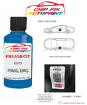 paint code location plate Peugeot 106 Electric Bleu Edf P0MG, EMG 1988-2001 Blue Touch Up Paint