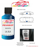 paint code location plate Peugeot 107 Bleu Electra LX, ELX 2008-2016 Blue Touch Up Paint