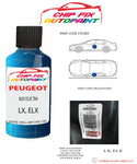 paint code location plate Peugeot 107 Sportium Bleu Electra LX, ELX 2008-2016 Blue Touch Up Paint