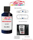 paint code location plate Peugeot 208 Bleu Encre KU, EKU 2013-2022 Blue Touch Up Paint