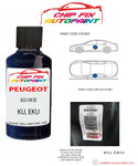 paint code location plate Peugeot 508 Bleu Encre KU, EKU 2013-2022 Blue Touch Up Paint
