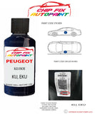 paint code location plate Peugeot 308 Bleu Encre KU, EKU 2013-2022 Blue Touch Up Paint