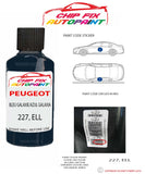 paint code location plate Peugeot 504 Bleu Galaxie/Azul Galaxia 227, ELL 1977-1984 Blue Touch Up Paint