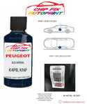 paint code location plate Peugeot 306 Bleu Imperial K4PB, KNP 1994-2020 Blue Touch Up Paint