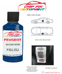 paint code location plate Peugeot 307 Bleu (Klein) Santorin P3GJ, EGJ 1995-2007 Blue Touch Up Paint