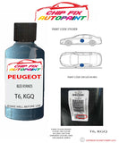 paint code location plate Peugeot 301 Bleu Kyanos T6, KGQ 2007-2015 Blue Touch Up Paint