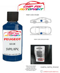 paint code location plate Peugeot Partner Van Bleu Line 5VP0, KPV, P05V 2001-2017 Blue Touch Up Paint