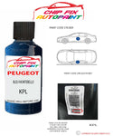 paint code location plate Peugeot 607 Bleu Montebello KPL 2005-2012 Blue Touch Up Paint