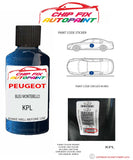 paint code location plate Peugeot 308 SW Bleu Montebello KPL 2005-2012 Blue Touch Up Paint