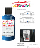 paint code location plate Peugeot 106 Bleu Nevis M0GN, EGN 1995-2001 Blue Touch Up Paint