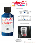 paint code location plate Peugeot 2008 Bleu Quasar EQB 2019-2019 Blue Touch Up Paint