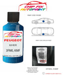 paint code location plate Peugeot 207 Bleu Recife 3FM0, KMF 2001-2016 Blue Touch Up Paint