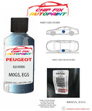 paint code location plate Peugeot 406 Bleu Riviera M0GS, EGS 1997-2002 Blue Touch Up Paint