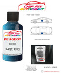 paint code location plate Peugeot 406 Bleu Sigma K4QC, KNQ 1993-1999 Blue Touch Up Paint