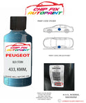 paint code location plate Peugeot Expert Van Bleu Storm 433, KMM, M0MM 1994-2003 Blue Touch Up Paint