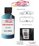 paint code location plate Peugeot Boxer Van Bleu Storm 433, KMM, M0MM 1994-2003 Blue Touch Up Paint