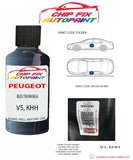 paint code location plate Peugeot 308 Bleu Tauranga V5, KHH 2007-2010 Purple Touch Up Paint