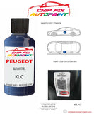 paint code location plate Peugeot 2008 Bleu Virtuel KUC 2011-2017 Blue Touch Up Paint