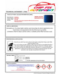 Data Safety Sheet Vauxhall Meriva Blue Buzz Gu3/22N 2012-2015 Blue Instructions for use paint