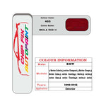 colour card paint For Bmw Z Series Imola Red Ii Code 405 1999 2021