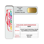 colour card paint For Bmw Z Series Phoenix Yellow Code 445 2000 2007