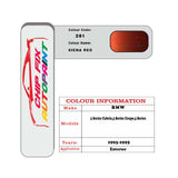 colour card paint For Bmw 3 Series Coupe Siena Red Code 281 1993 1995