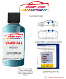 paint code location sticker Vauxhall Astra Breeze Blue 20N/80U/04L 2001-2007 Blue plate find code