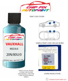 paint code location sticker Vauxhall Astra Coupe Breeze Blue 20N/80U/04L 2001-2007 Blue plate find code