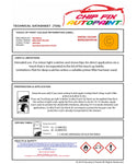 Data Safety Sheet Vauxhall Speedster Brilliant Yellow 4Hu/40G 2001-2003 Yellow Instructions for use paint