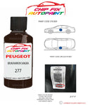 paint code location plate Peugeot 504 Brun/Marron Sangria 277 1979-1982 Brown Touch Up Paint