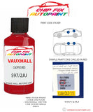 paint code location sticker Vauxhall Speedster Calypso Red 597/2Ju 2001-2003 Red plate find code