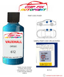 paint code location sticker Vauxhall Campo Cape Blue 612 2001-2002 Blue plate find code
