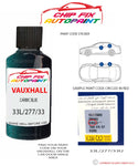 paint code location sticker Vauxhall Corsa Caribic Blue 33L/277/33U 1992-2001 Blue plate find code