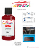 paint code location sticker Bmw Z4 Carmesine Red Ya61 2006-2016 Red plate find code