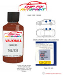 paint code location sticker Vauxhall Corsa Carmine Red 76L/535 1981-1993 Red plate find code