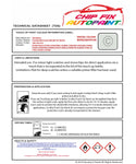Data Safety Sheet Vauxhall Frontera Casablanca/Glacier/Arctic White 10U/10L/474 1988-2016 White Instructions for use paint