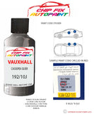 paint code location sticker Vauxhall Vivaro Cassiopea Silver 192/10J 2014-2016 Grey plate find code