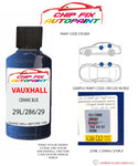 paint code location sticker Vauxhall Astra Ceramic Blue 29L/286/29U 1994-2001 Blue plate find code