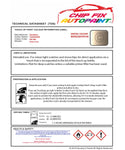 Data Safety Sheet Vauxhall Astra Champagne 68L/489 1997-2002 Beige Instructions for use paint