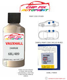 paint code location sticker Vauxhall Omega Champagne 68L/489 1997-2002 Beige plate find code