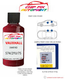 paint code location sticker Vauxhall Frontera Chianti Red 574/2Yu/75L 1997-2004 Red plate find code