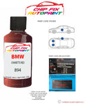 paint code location sticker Bmw 7 Series Limo Chiaretto Red 894 2001-2006 Red plate find code