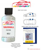 paint code location sticker Vauxhall Insignia Cool Pearl 40U 2012-2013 White plate find code