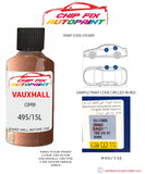 paint code location sticker Vauxhall Corsa Copper 495/15L 1999-2000 Yellow plate find code