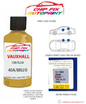 paint code location sticker Vauxhall Corsa Corn Yellow 40A/88U/03L 2000-2011 Yellow plate find code