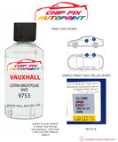 paint code location sticker Vauxhall Sintra Cortina (Bright/Polar) White 9753 1997-1999 White plate find code